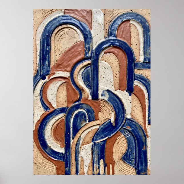 Blaue Terrakotta-Bogen-Muster Poster (Vorne)
