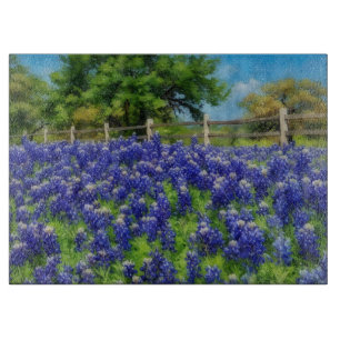 Blaue Texas Bluebonnets-Blumen Kunstglas Schneidebrett