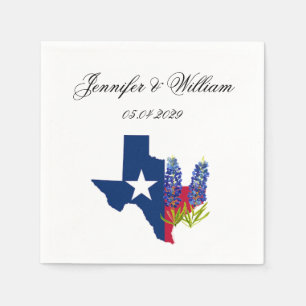 Blaue Texas-Blumen-Aquarell-Blumen Hochzeit Serviette