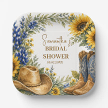 Blaue Texas-Sonnenblumen-Boho-Hochzeitsdusche