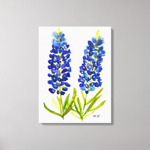 Blaue Texas State Blumen Lupine Aquarell Leinwanddruck
