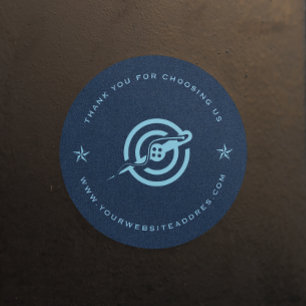 Blaue Textur aus denim Stoff individuelle Typograf Runder Aufkleber