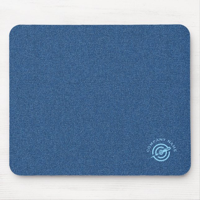 Blaue Textur aus denim Stoff Sondertypografie Mousepad (Vorne)