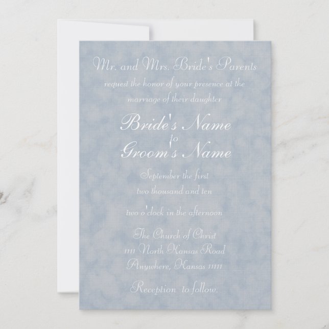 Blaue Textur mit Verse Wedding Einladung (Vorderseite)
