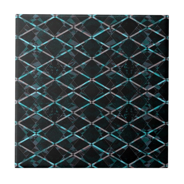 Blaue texturierte Diamantmuster Fliese (Vorderseite)