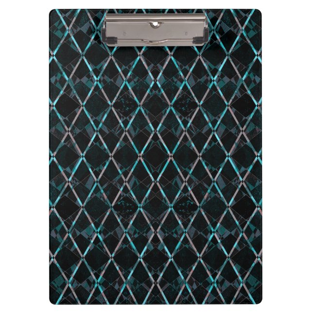Blaue texturierte Diamantmuster Klemmbrett (Vorderseite)