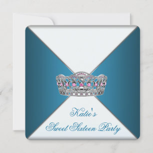 Blaue Tiara Sweet Sixteen Geburtstagsfeier Einladung