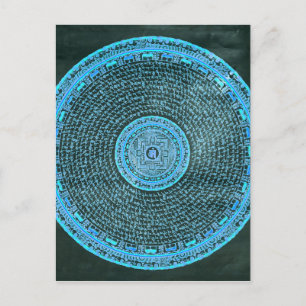 Blaue tibetische Mandala-Kunst (Türkis & Schwarz) Postkarte