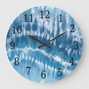 Blaue Tie-Dye-Rund-Uhr Große Wanduhr
