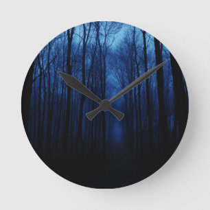 Blaue tiefe Wälder Runde Wanduhr