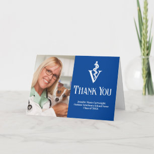 Blaue Tierarzt-Foto-Personalisierte Klinik Dankeskarte