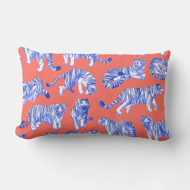 Blaue Tiger Lendenkissen (Vorderseite)