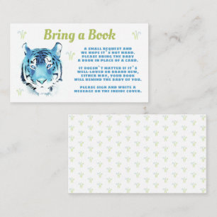 Blaue Tiger-Wasserfarbe Bring a Book-Baby-Party Begleitkarte