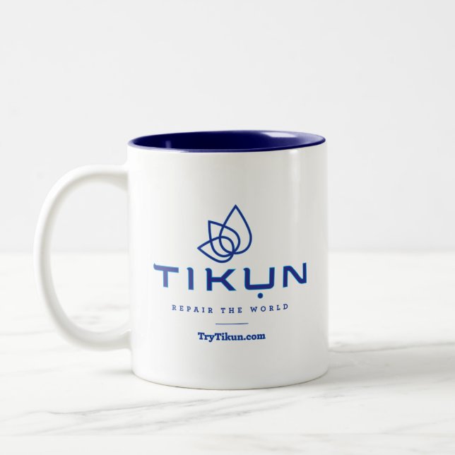 Blaue Tikun Kaffee-Tasse Zweifarbige Tasse (Links)