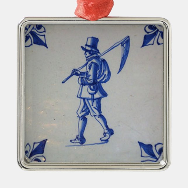 Blaue Tile Delft - Vorlage Ornament Aus Metall (Vorne)