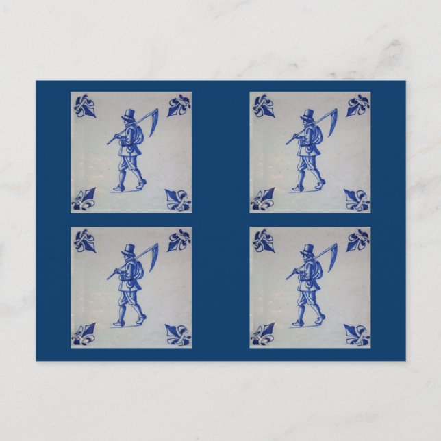 Blaue Tile Delft - Vorlage Postkarte (Vorderseite)