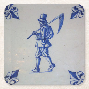 Blaue Tile Delft - Vorlage Rechteckiger Pappuntersetzer