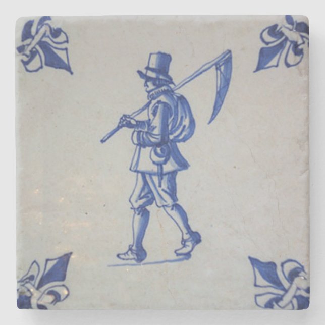 Blaue Tile Delft - Vorlage Steinuntersetzer (Vorderseite)