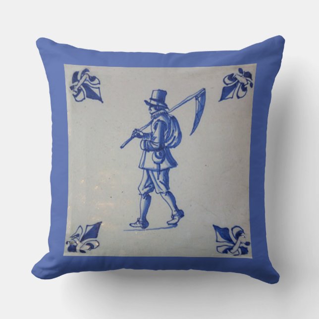 Blaue Tile Delft - Vorlagen für Karten Kissen (Vorderseite)