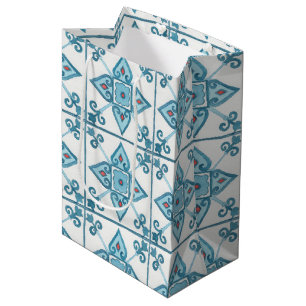 Blaue Tile-Motif Mittlere Geschenktüte