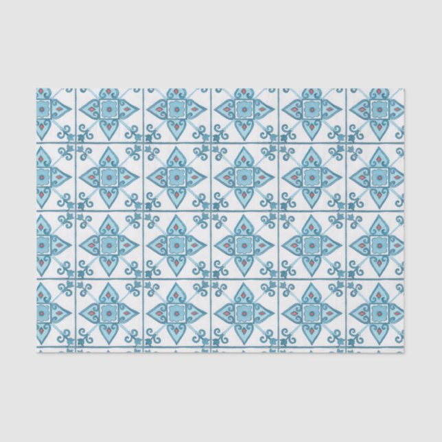 Blaue Tile-Motif Seidenpapier (Vorderseite)