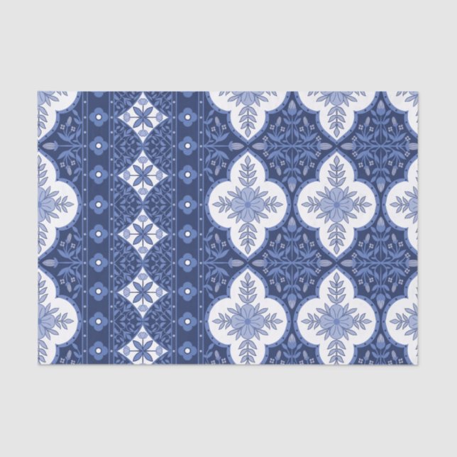 Blaue Tile - nahtloses Design Seidenpapier (Vorderseite)