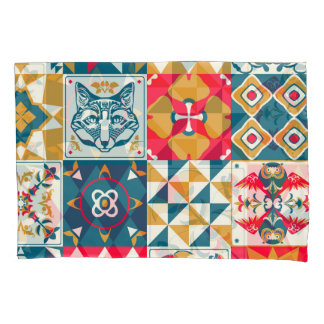 Blaue Tile: Vintager Mosaikhintergrund. Kissenbezug