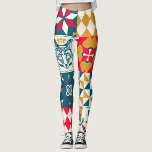 Blaue Tile: Vintager Mosaikhintergrund. Leggings