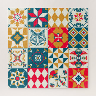 Blaue Tile: Vintager Mosaikhintergrund. Puzzle