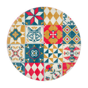 Blaue Tile: Vintager Mosaikhintergrund. Schneidebrett