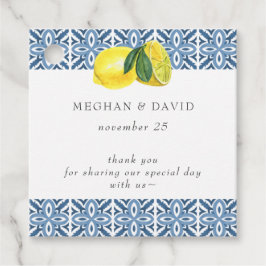 Blaue Tiles Lemons Wedding Geschenkanhänger