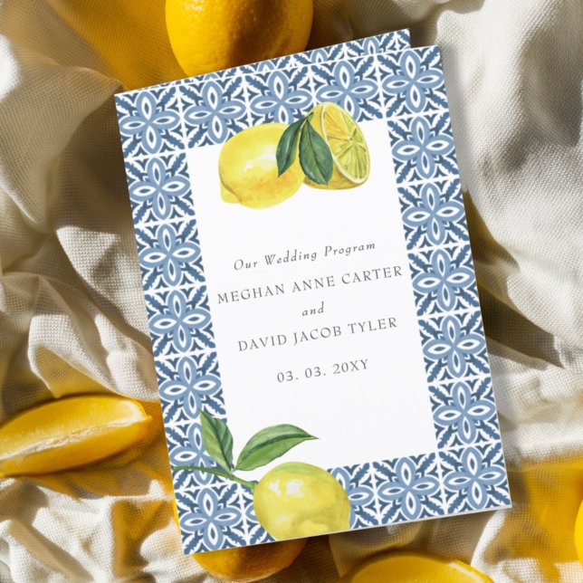 Blaue Tiles Lemons Wedding Programm (Von Creator hochgeladen)