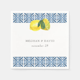 Blaue Tiles Lemons Wedding Serviette