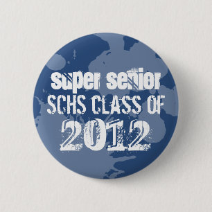 Blaue Tintenkleckse Schule Abschlussklasse Grunge Button
