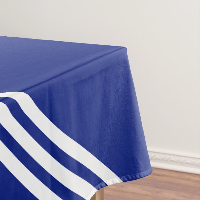 Blaue Tischdecke mit weißen Streifen (Beispiel)