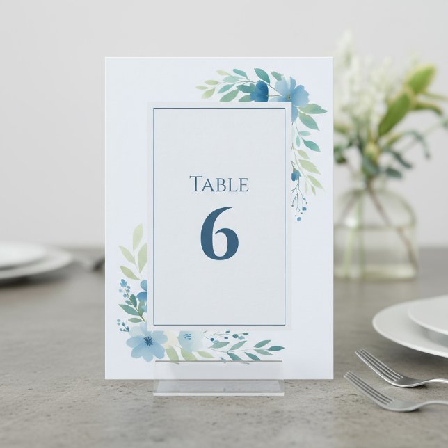 Blaue Tischnummer (Blue Floral Table Number.)
