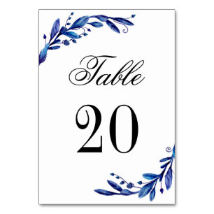 Blaue Tischnummer. Winterhochzeit. Navy-Tisch Tischnummer
