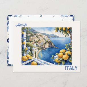 Blaue Titel und Zitronen aus Amalfi Italien Postkarte