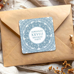 Blaue Toga-Geburtstagsfeier Quadratischer Aufkleber