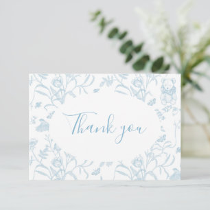 Blaue Toile-Bär-Baby-Shower-Junge-Dankeskarten Dankeskarte