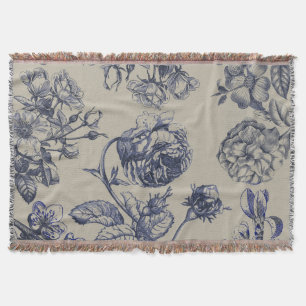 Blaue Toile-Blumenmuster im Vintage-Stil Decke
