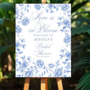 Blaue Toile Chinoiserie Brautparty Willkommen Poster