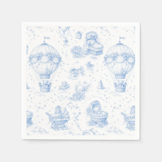 Blaue Toile de Jouy Baby Shower Servietten