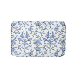 Blaue Toile de Jouy französische Landhaus-Blumenmu Badematte