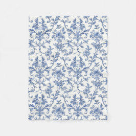 Blaue Toile de Jouy französische Landhaus-Blumenmu Fleecedecke