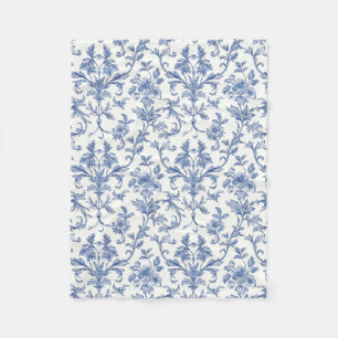 Blaue Toile de Jouy französische Landhaus-Blumenmu Fleecedecke