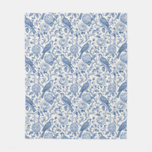 Blaue Toile de Jouy französische Landhaus-Blumenmu Fleecedecke