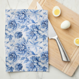 Blaue Toile de Jouy Geschirrtuch