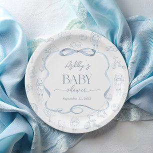 Blaue Toile De Jouy Kinderzimmer-Baby-Party Pappteller