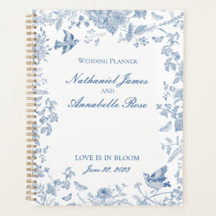 Blaue Toile De Jouy Vintage Blumenelemente Hochzei Planer